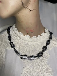 Image 2 of Big Bat and Crystal Chips Necklace by Ugly Shyla