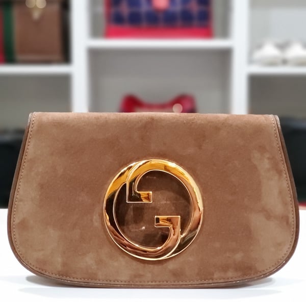 Image of  Vtg. Gucci Brown Suede Blondie Clutch