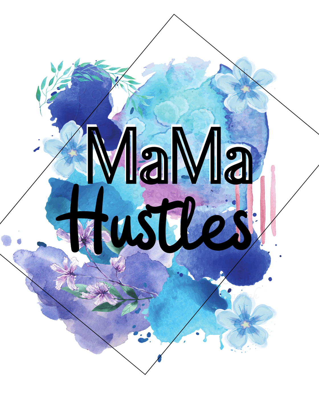 Image of Hustle Hard in Blue & Purple 8x10 Instant Download Wall Art