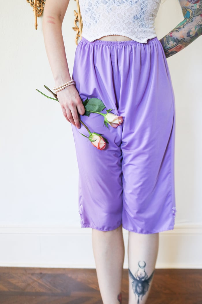 Vintage Purple Bloomers with Lace Details (Small-Medium)