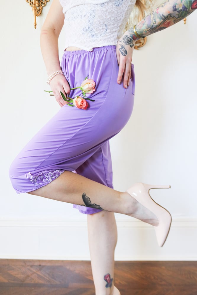 Image of Vintage Purple Bloomers with Lace Details (Small-Medium)