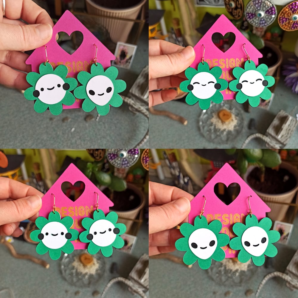 Camomille verte, boucles d'oreilles en papier découpé  ̶3̶0̶€̶