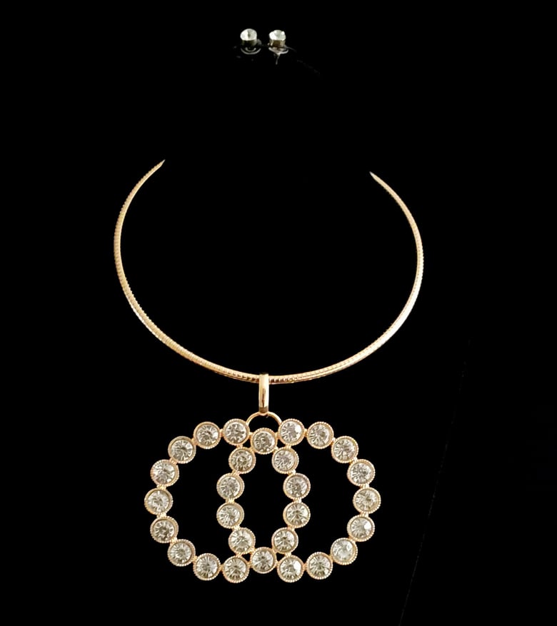 Image of Rhinestone & Gold Necklace Set 