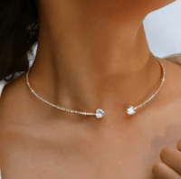 Rhinestone Heart Choker Necklace