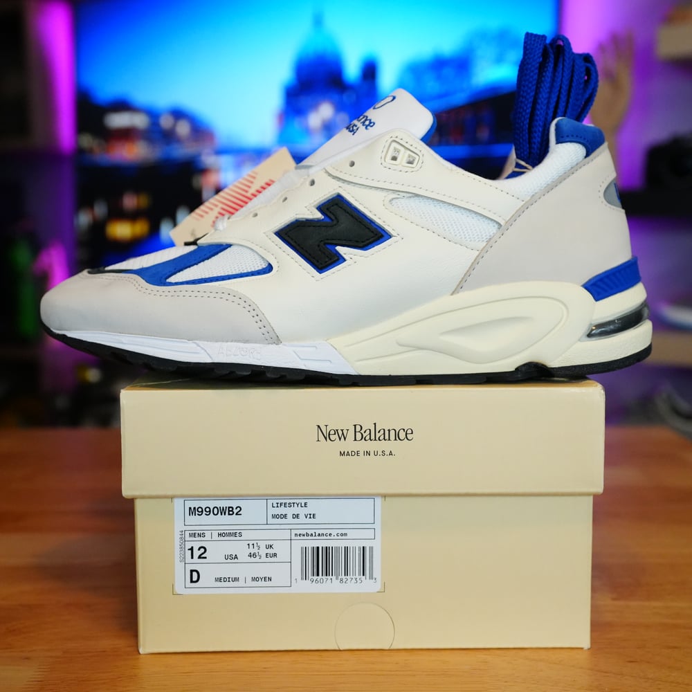 Image of New Balance 990v2 MiUSA White Blue