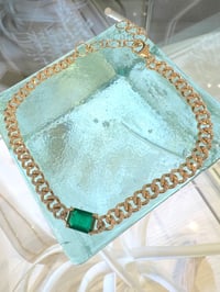 Image 3 of 14k solid gold emerald & diamond 4mm Cuban bracelet (1.49ct)