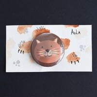 Image 2 of Brown kitty button pin