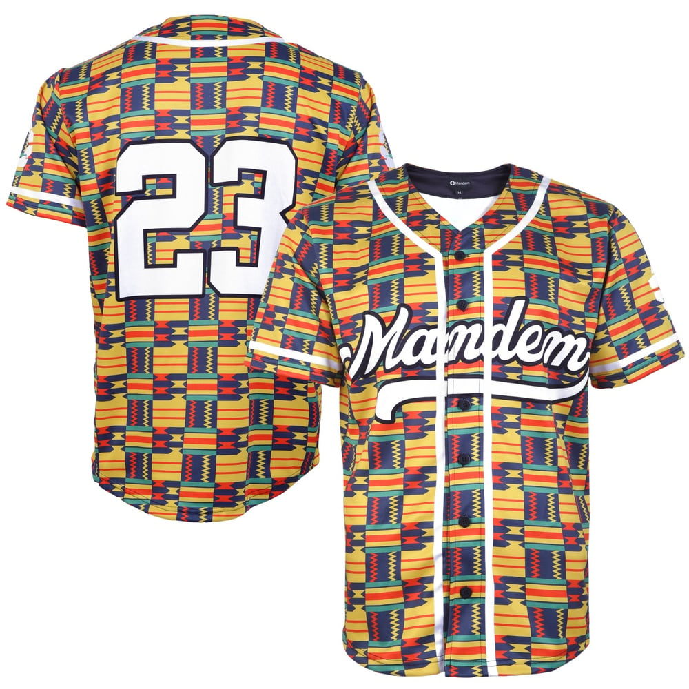Image of Mandem African Print  Baseball Jersey