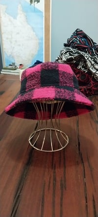 Image 1 of KylieJane hat - wool pink black check