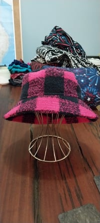 Image 2 of KylieJane hat - wool pink black check