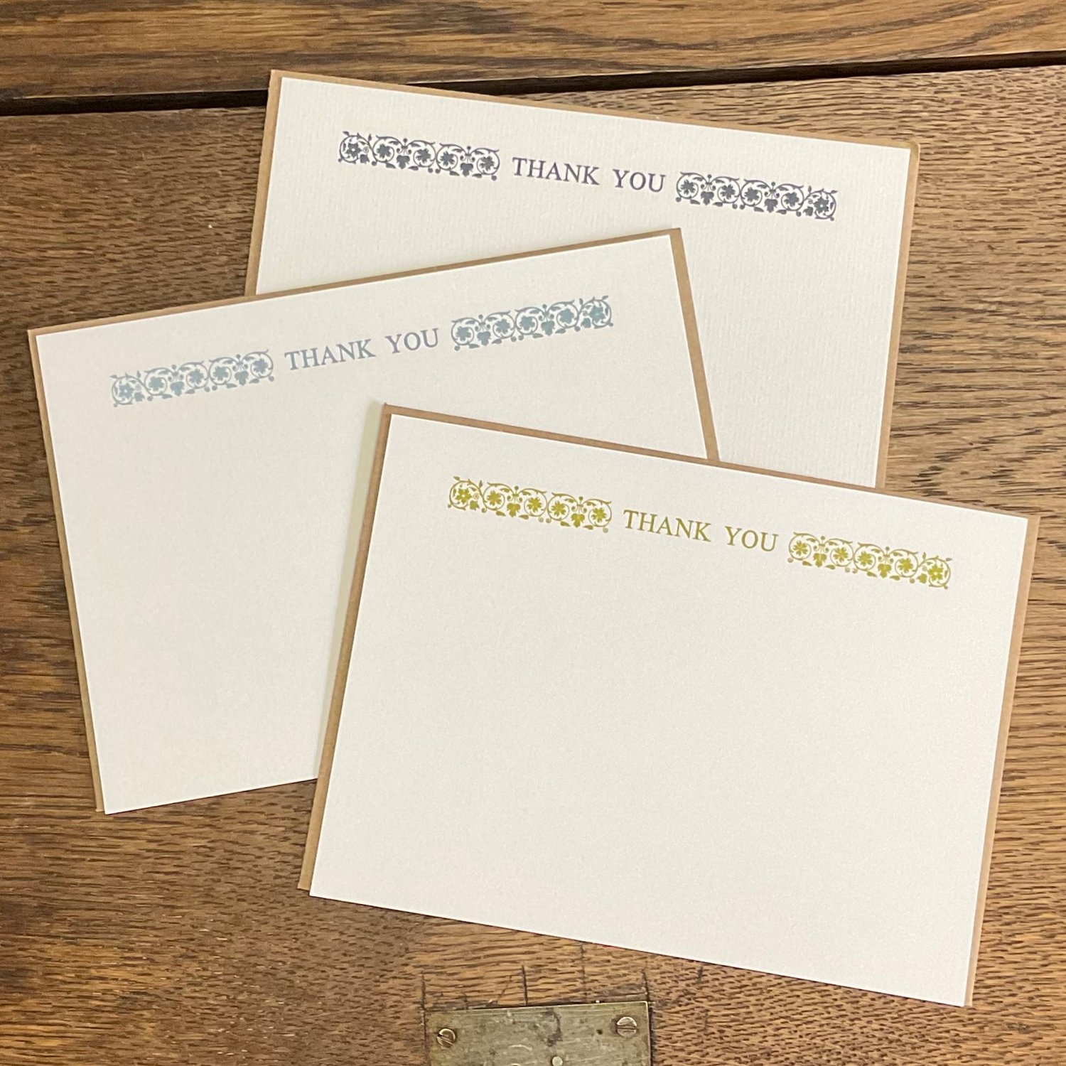 Image of Letterpress thank you cards ~ 3 colours to choose from