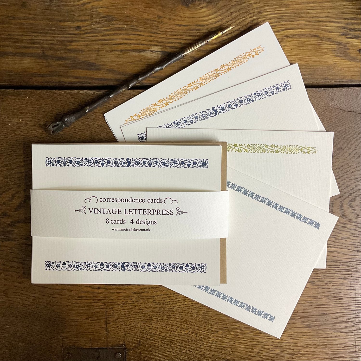 Image of Two each of four designs ~ letterpress correspondence cards