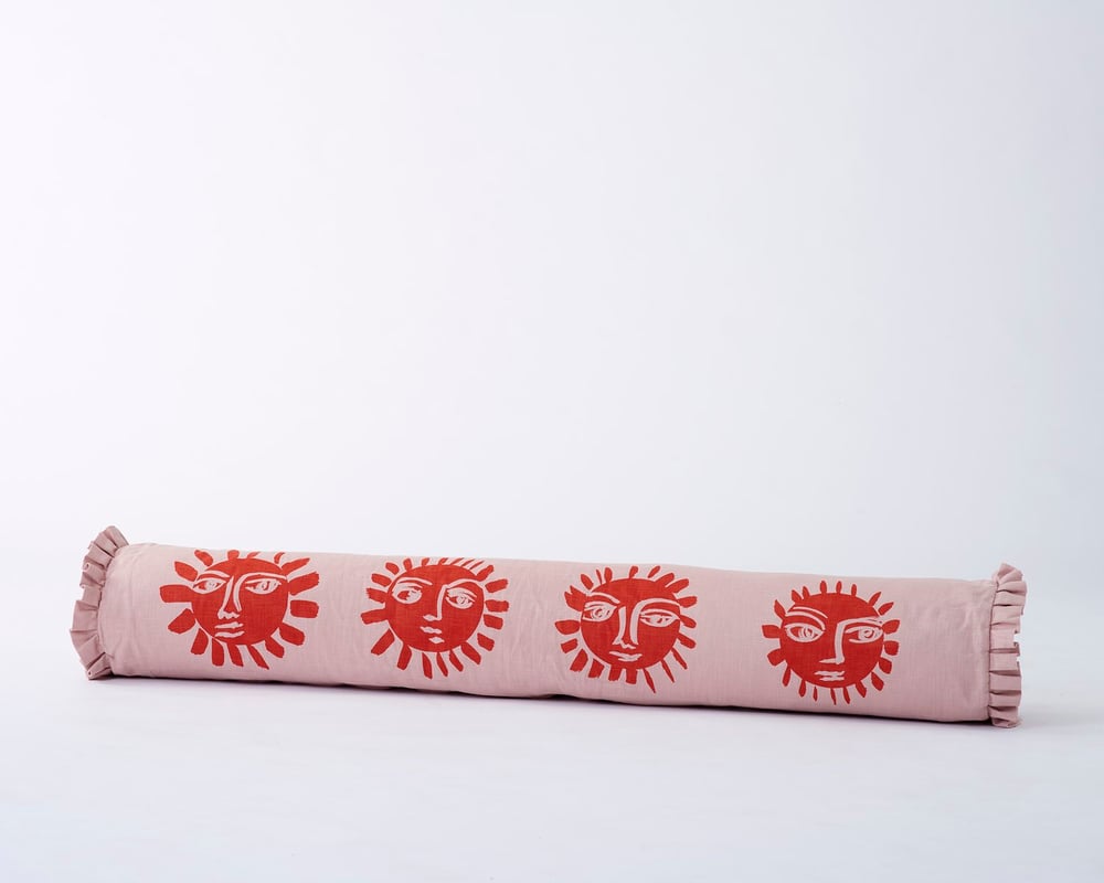 Image of Sunne Round Bed Bolster in 6 colour-ways from Stoff Studios