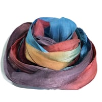 Image 1 of 10YD  CARNIVAL HAND DYED SARI SILK RIBBON/HAND DYED BY COLOR KISSED SILK