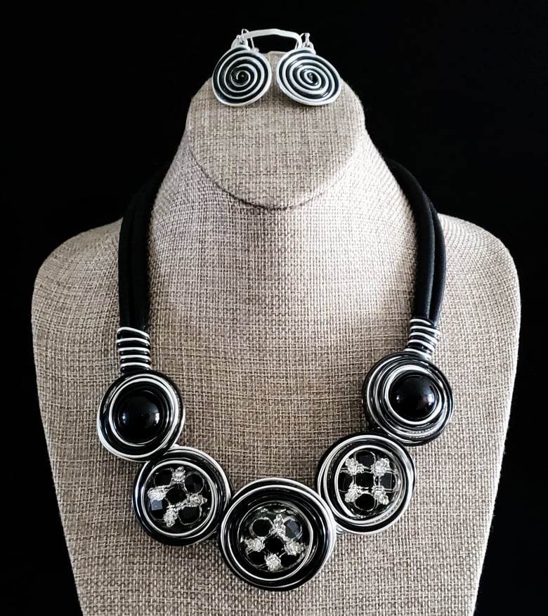 Image of Black Bling Necklace Set 