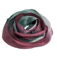 Image 5 of 10YD. ELECTRIC EEL HAND DYED SARI SILK RIBBON/HAND DYED BY COLOR KISSED SILK