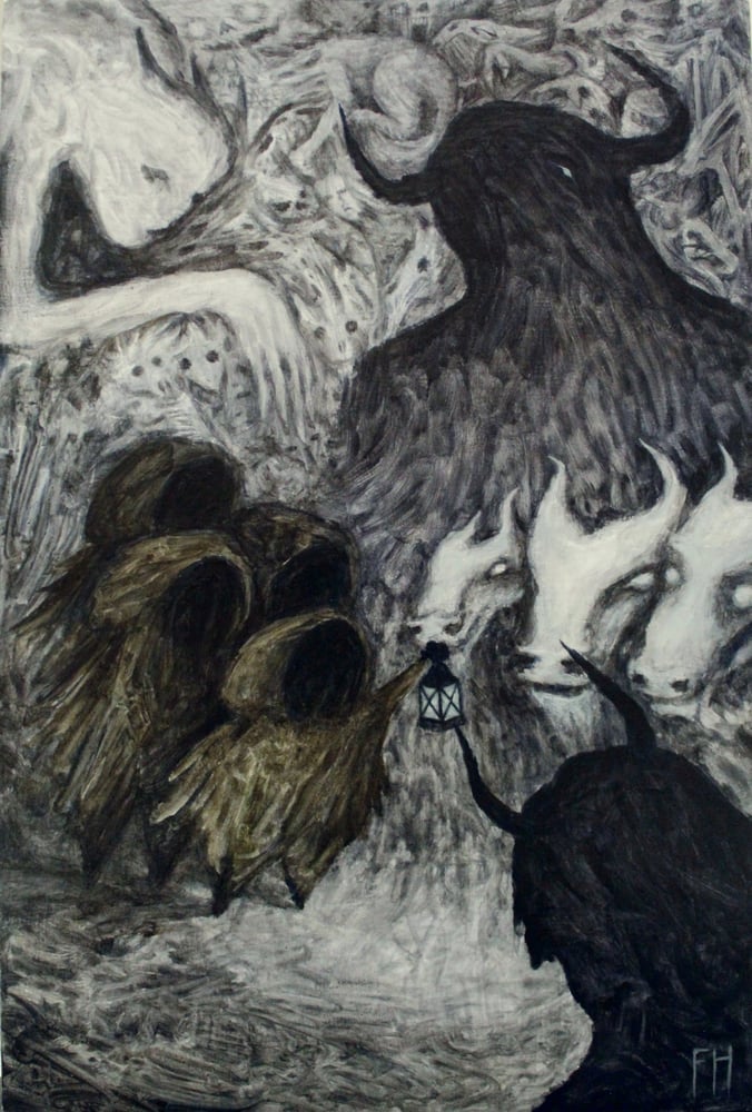 Image of The Hollows - Original Dark Fantasy Expressionist Oil Painting by Frank Heiler