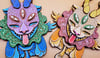 Chaos Spirit - Hand Painted 3D Wooden Sculpture - Wall Art - Winged Cat Dragon