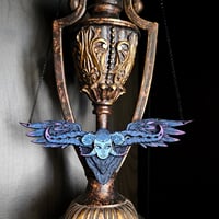 Image 5 of Death from Guillermo Del Toro's Pinocchio Fan Art hand painted wooden necklace