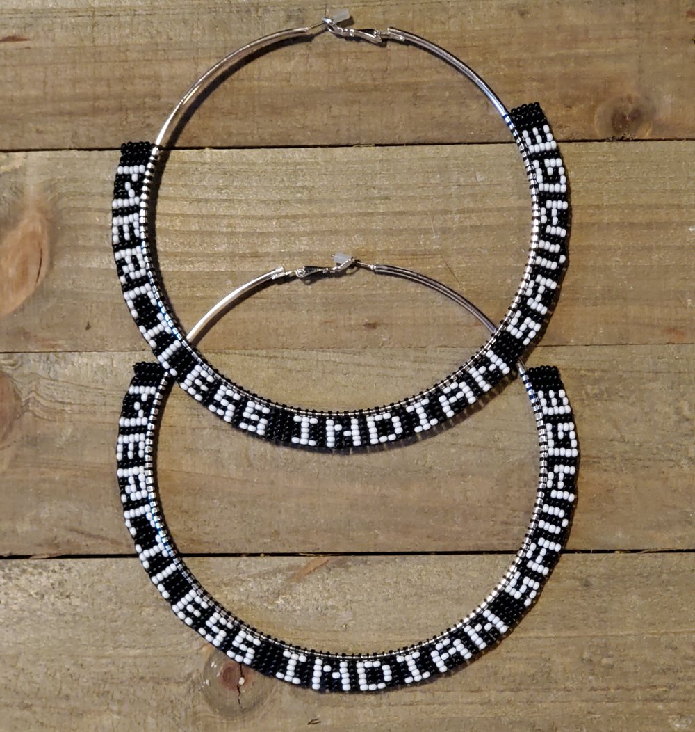 Image of MERCILESS INDIAN SAVAGE XL Beaded Hoop Earrings