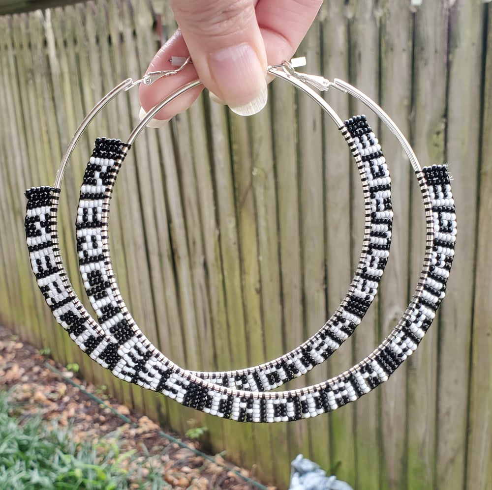 Image of MERCILESS INDIAN SAVAGE XL Beaded Hoop Earrings