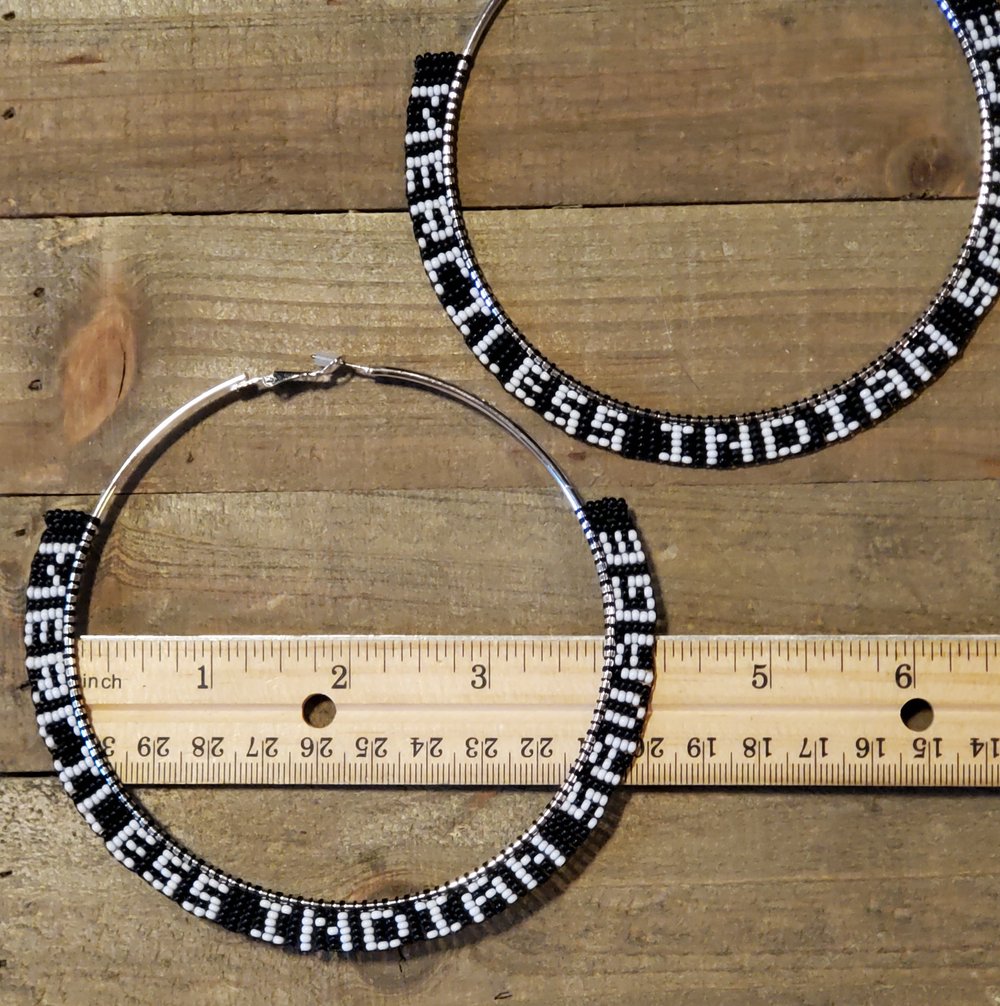 Image of MERCILESS INDIAN SAVAGE XL Beaded Hoop Earrings