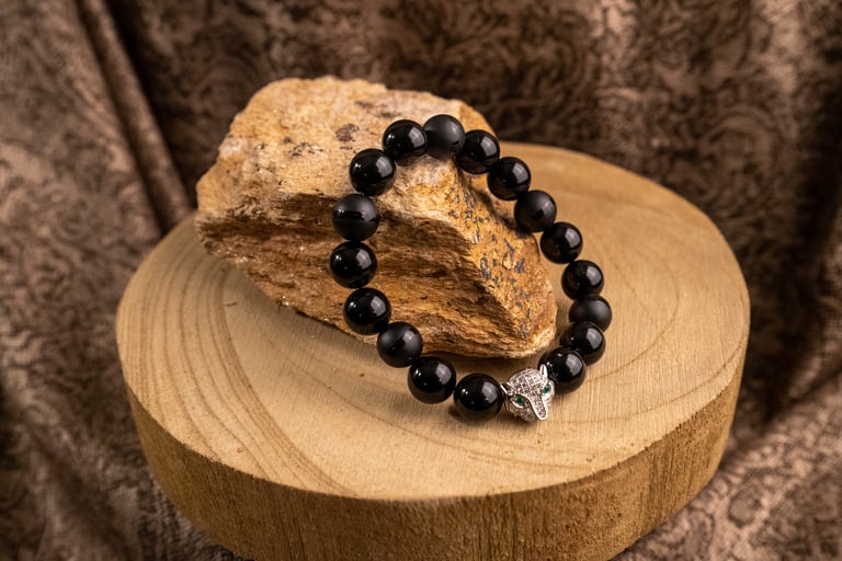 Silver Rhinestone Panther | Onyx