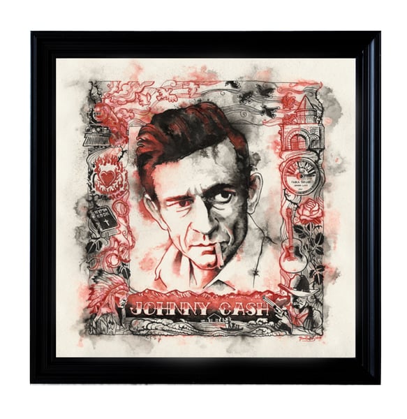 Image of Johnny Cash and songs Black Red