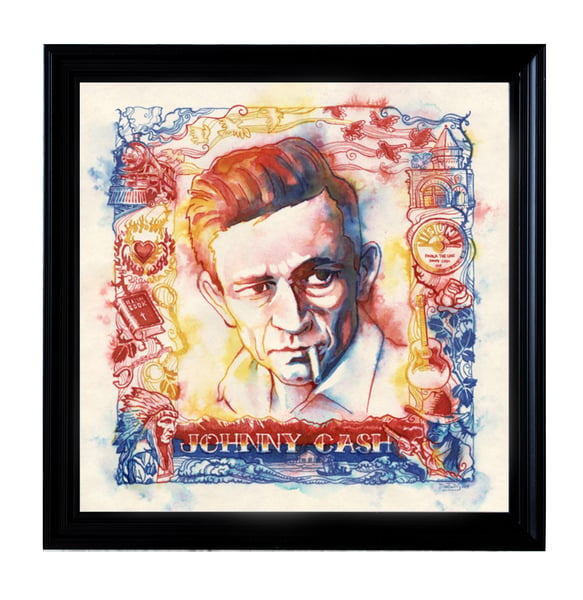 Image of Johnny Cash and his songs COLOR