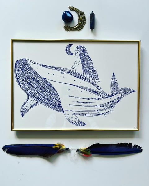 Image of Blue *Mystical Whale*_A4