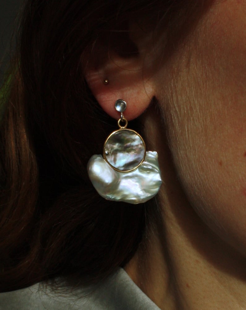 Image of Abalone Moon Earrings