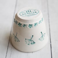Image 5 of Green and White Floral Decorated Match Striker Cup, Handcrafted Shot Glass, Made in USA