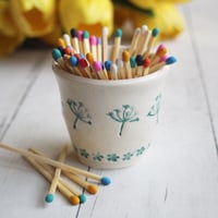 Image 3 of Green and White Floral Decorated Match Striker Cup, Handcrafted Shot Glass, Made in USA