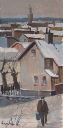 20th Century Swedish School 'Village in Winter'