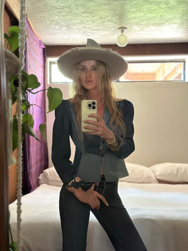 early 1970s denim and floral patchwork jacket