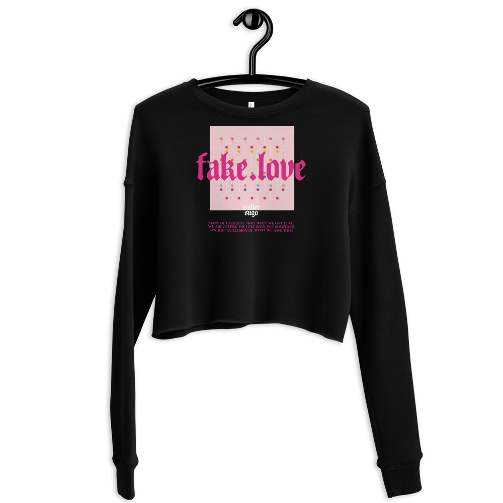 "FAKE.LOVE" CROPPED WOMAN SWEATER