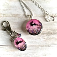 Image 3 of Leaping Hare Pink Moon Resin Pendant