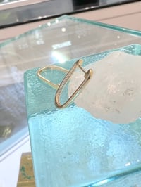 Image 2 of 14k solid gold diamond rectangle hoop earring 