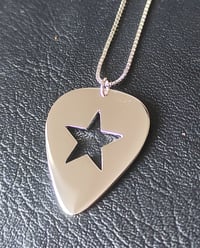 Image 5 of Silver Guitar Pick Star Pendant and Box Chain (925 Silver)