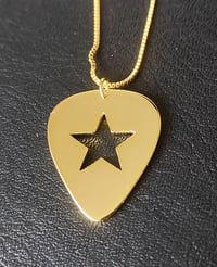Image 3 of Gold Guitar Pick Star Pendant and Box Chain (925 Silver)
