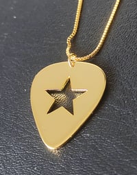 Image 1 of Gold Guitar Pick Star Pendant and Box Chain (925 Silver)