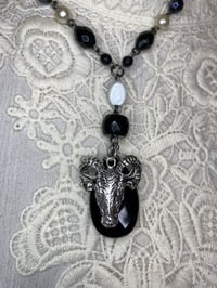 Image 1 of Satanic Goat and Black Tear Drop up cycled necklace by Ugly Shyla 