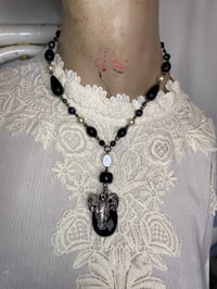 Image 2 of Satanic Goat and Black Tear Drop up cycled necklace by Ugly Shyla 