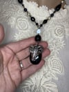 Satanic Goat and Black Tear Drop up cycled necklace by Ugly Shyla 