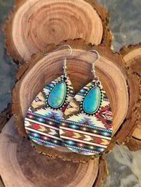 Image 2 of teardrop and turquoise earring