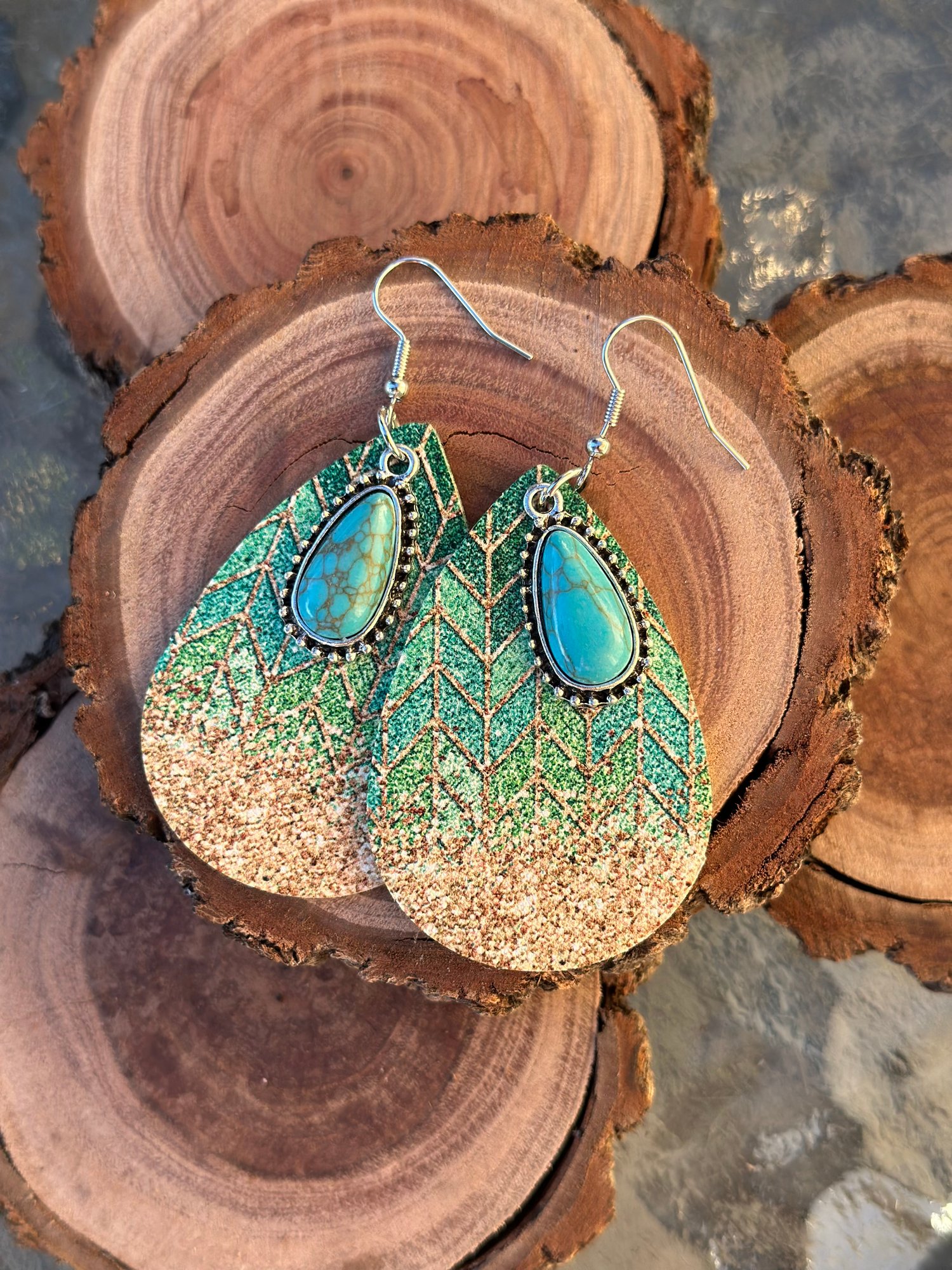Image of teardrop and turquoise earring