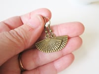 Image 2 of Hand Fans Bronze Charm Earrings
