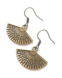 Image 4 of Hand Fans Bronze Charm Earrings