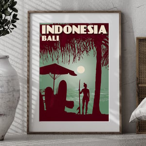 Image of Bali - Kuta Beach | Wall Art Decor | Travel Poster | Fine Art Print | Tropical green color