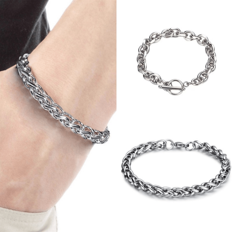 Image of Bracelet Mens Chunky Cable Chain Bracelet Stainless Steel Fashion Edgy Men Women Girls Jewelry 2023 